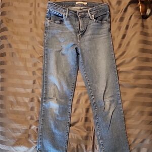 Levi's 724 High Rise Straight Leg Crop Jeans in Light Blue Wash